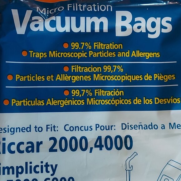 Envirocare Other - Riccar 2000 4000 and Simplicity 5000 6000 Type A Vacuum Bags Microfiltration